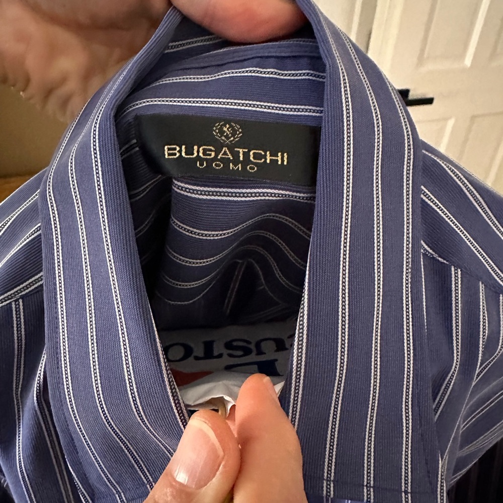 NWOT Navy  and White Striped Button Down Shirt